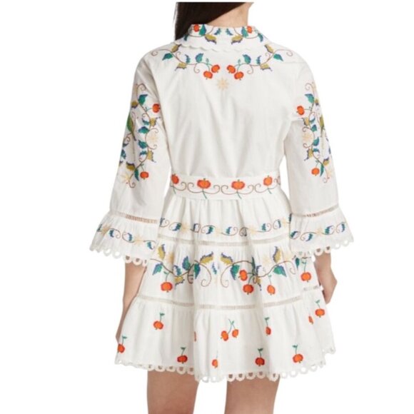 Farm Rio Pitanga Embroidered Belted Mini Dress Off White Size L New With Tags - Picture 4 of 12